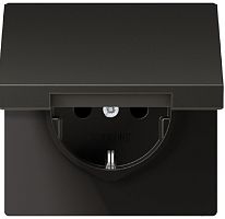 Розетка с заземлением без рамки Jung LS990 metal 1-м. крышка шторки для IP44 антрацит картинка